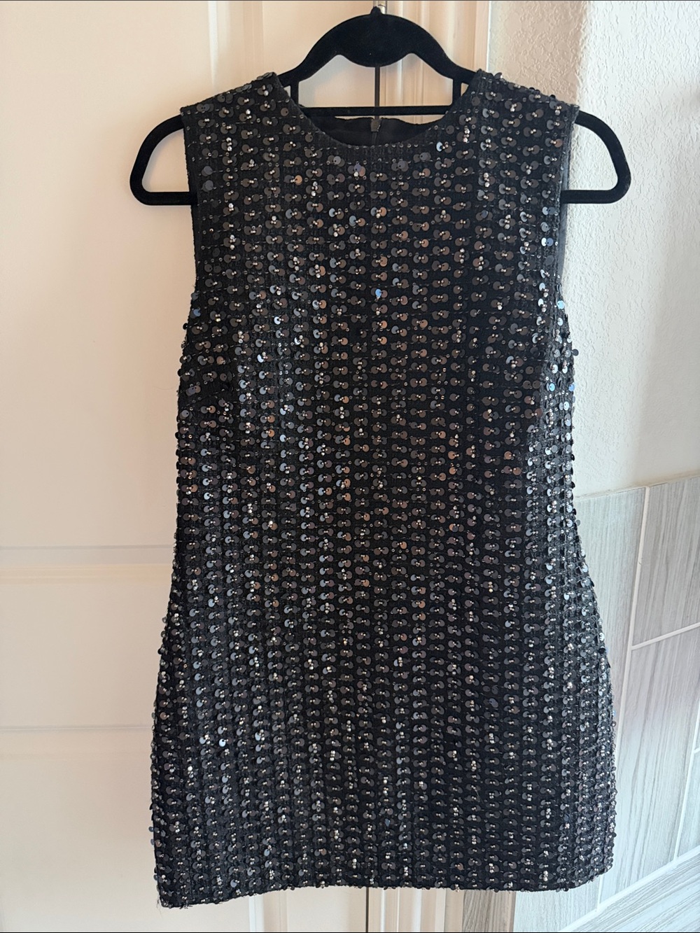 Zara Black Sequin Mini Shift Dress